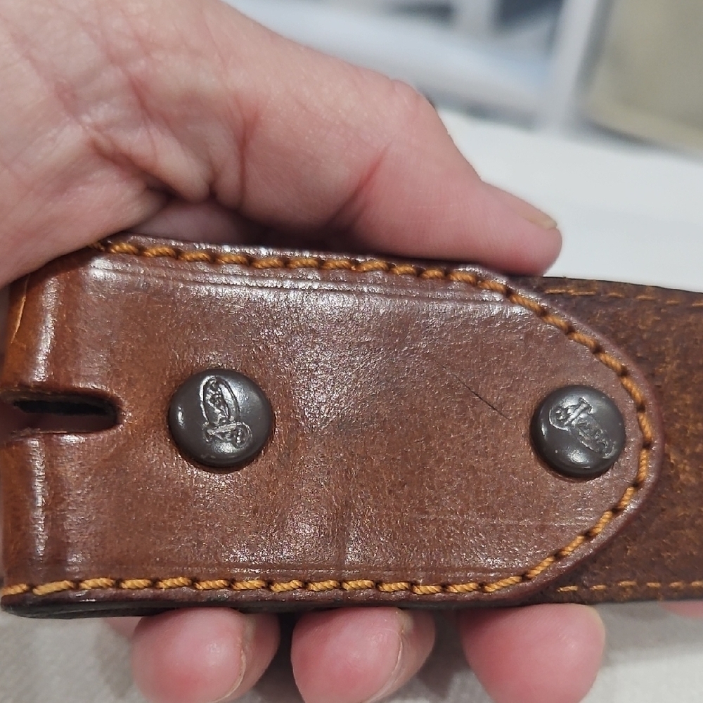 Brown Leather Belt with Intricate Tooling - Picture 3 of 11